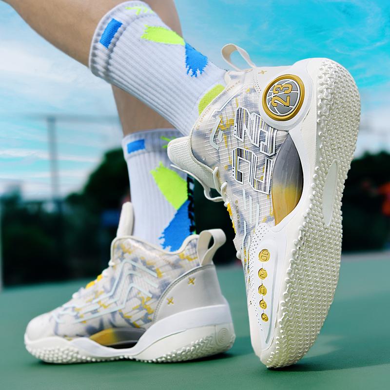 Basketkängor för strid herr nätyta andningsbara halkfria stötdämpande student glow-in-the-dark sportskor