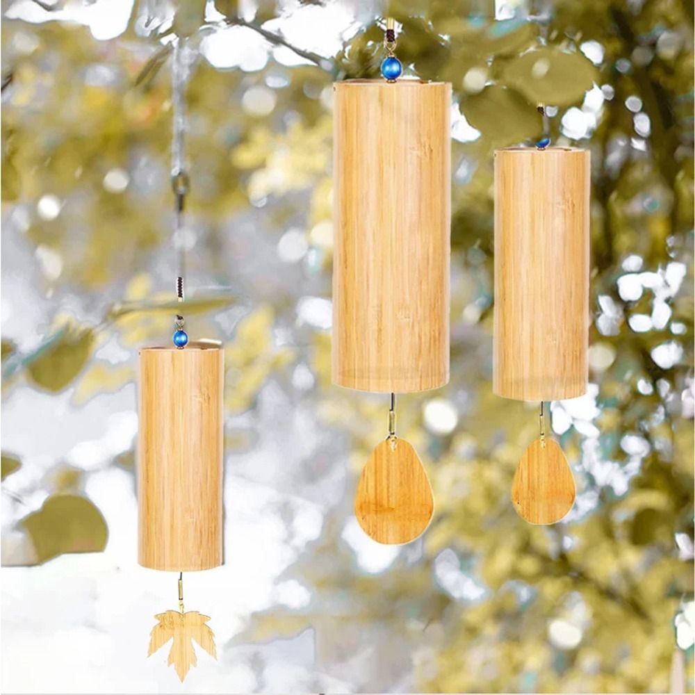 Handmade Bamboo Wind Chimes Hand Cranked Yard Pendant Musical Windchime  Yoga Studio