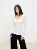 Gentle & Sweet Early Spring V-neck Slim Fit Women's T-shirt