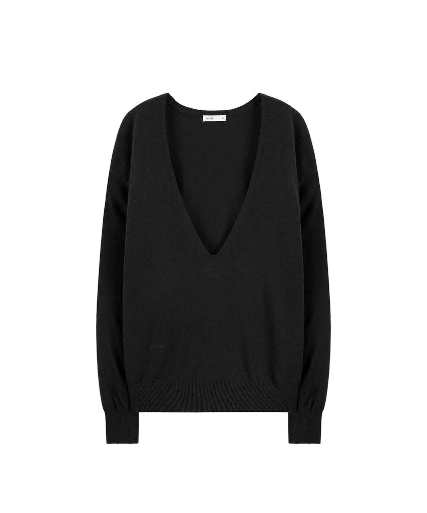 PEPLEE Deep V-Neck Knit (Black)