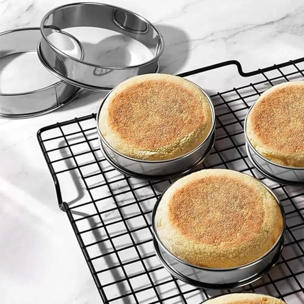 Nuovo Cerchio per Cottura in Acciaio Inossidabile Doppio Bordato Stampini per Biscotti Anello per Uova Circolare 10cm 8cm Anelli da Cucina Anello per Muffin Cucina