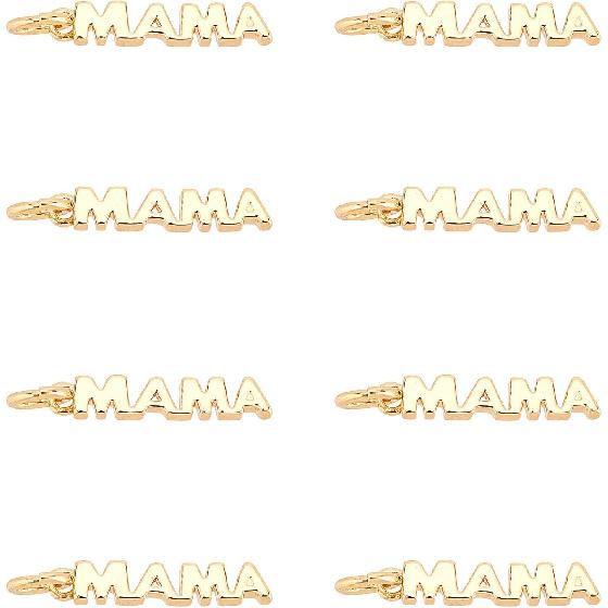 SUPERFINDINGS 20Pcs Brass with Word Charm Word Mama Pendants Real 18K Gold Plated Charm Lettering Charm Pendants for Jewelry Necklace Bracelet