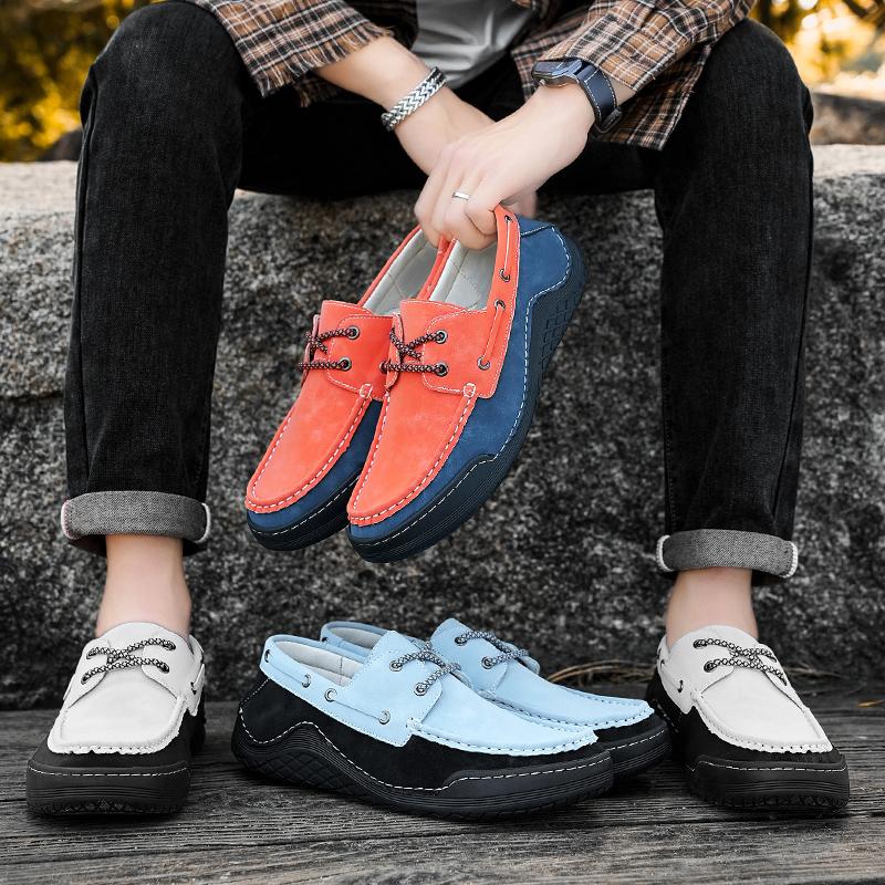 Fashion 2025 All Season Men's Eco-Friendly Bean Shoes 38-46 Recycled Rubber Sole Slip-On Casual Footwear for Daily Travel & Office Wear