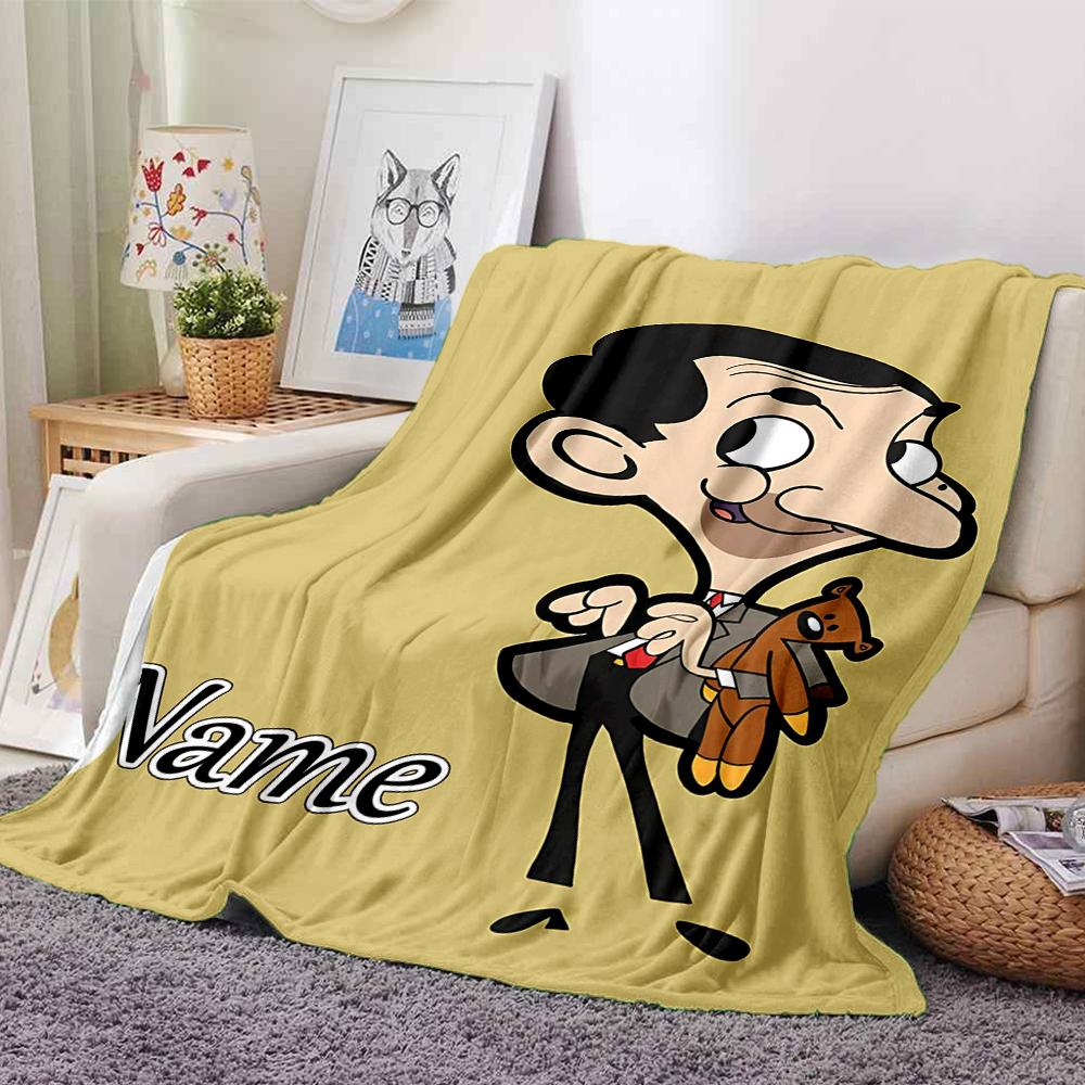 Custom Name Mr. Bean's Adventure Blanket for Couch & Bed, Plush Cozy Fuzzy Blanket Super Soft & Warm Blankets for Fall and Winter. 0908321