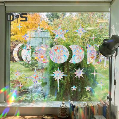 Rainbow Window Stickers PVC Suncatcher Prism Non-Adhesive Decals Waterproof Static Stickers for Home Glass Door Window Wall Decoration