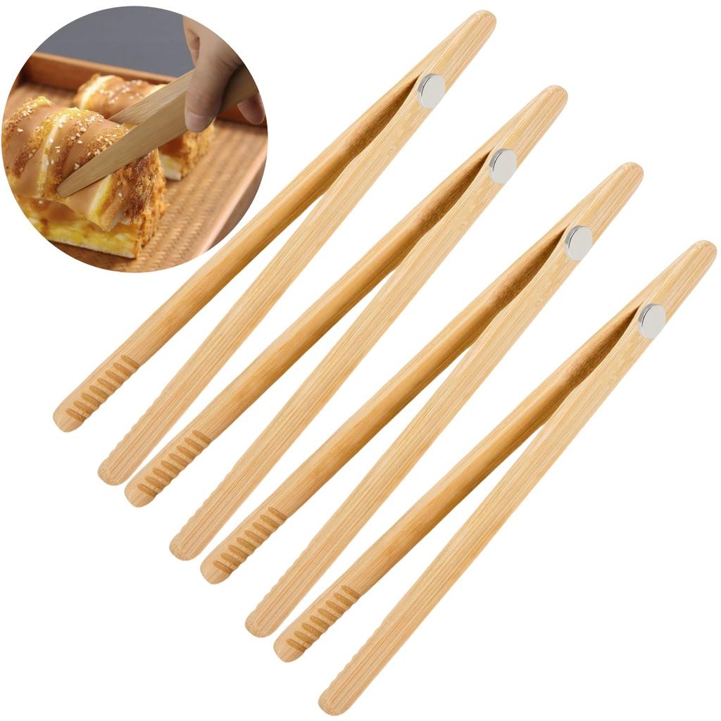 Ergonomic Grip Tongs 7 Inch Kitchen Tongs Daily Cooking Built-in Magnet Effortless Food Serving Hot Toast Lifter