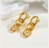 Chunky Symmetrical Link Chain Dangle Drop Earring, Stainless Steel Geometric Earring Women, Minimalist Jewelry Waterproof