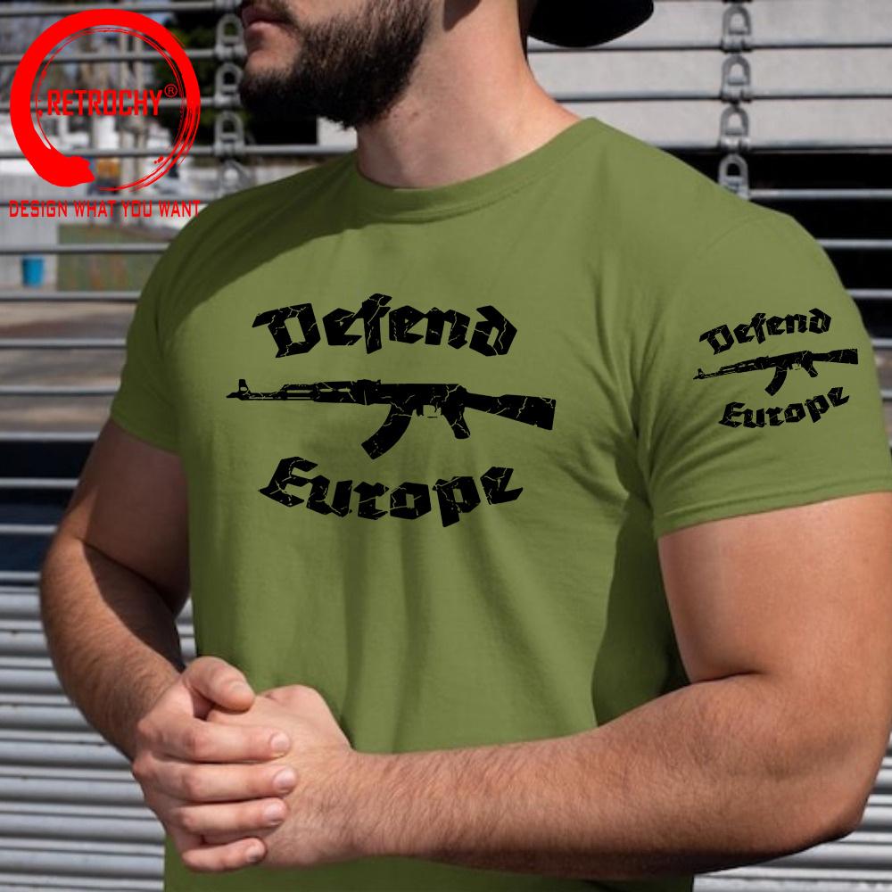 Vintage Distressed Defend Europe T Shirt Unisex Fashion Trendy Casual Clothing Stylish Tops Tee Shirt Leisure Tshirt Unisexs TShirt