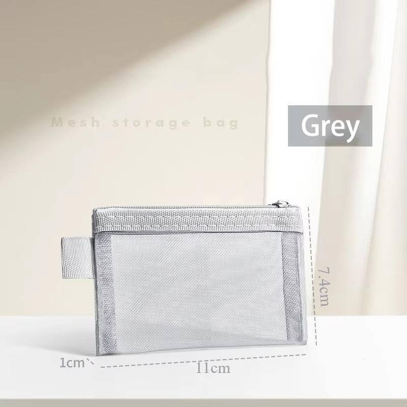 1PC Portable Mini Zipper Mesh Storage Bag New Coin Purse Small Square Mesh Coin Purse Travel Storage Carry Pouch with Zippered