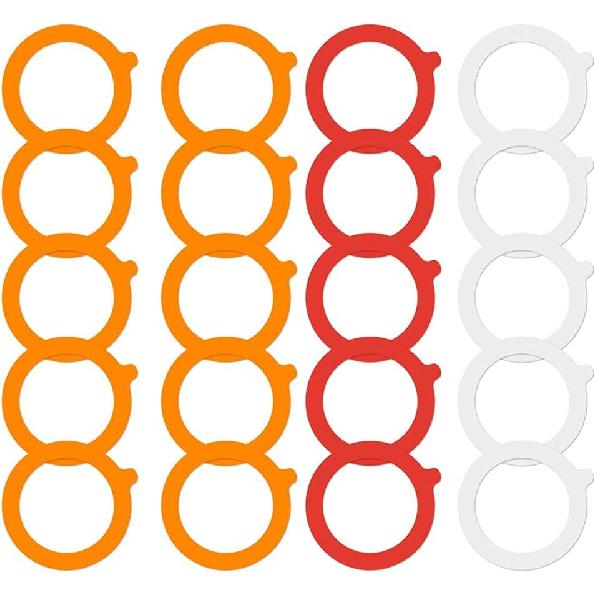 20 Pieces Rubber Seals Rings for Glass Jars, Airtight Silicone Gasket Sealing Rings for Jars, Fits Most Sizes, Leakproof Rubber Gasket Replacement