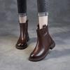 Fashion Autumn and Winter Genuine Leather Chelsea Boots for Women's 2025 New British Short Boots Women Brown Mid pipe Smoke Pipe Boots