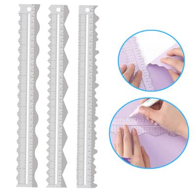 3Pcs 11.81" Acrylic Paper Tearing Ruler Deckle Edge Ruler for Cutting Paper To Irregular Edge Wavy Edge Measuring Tool