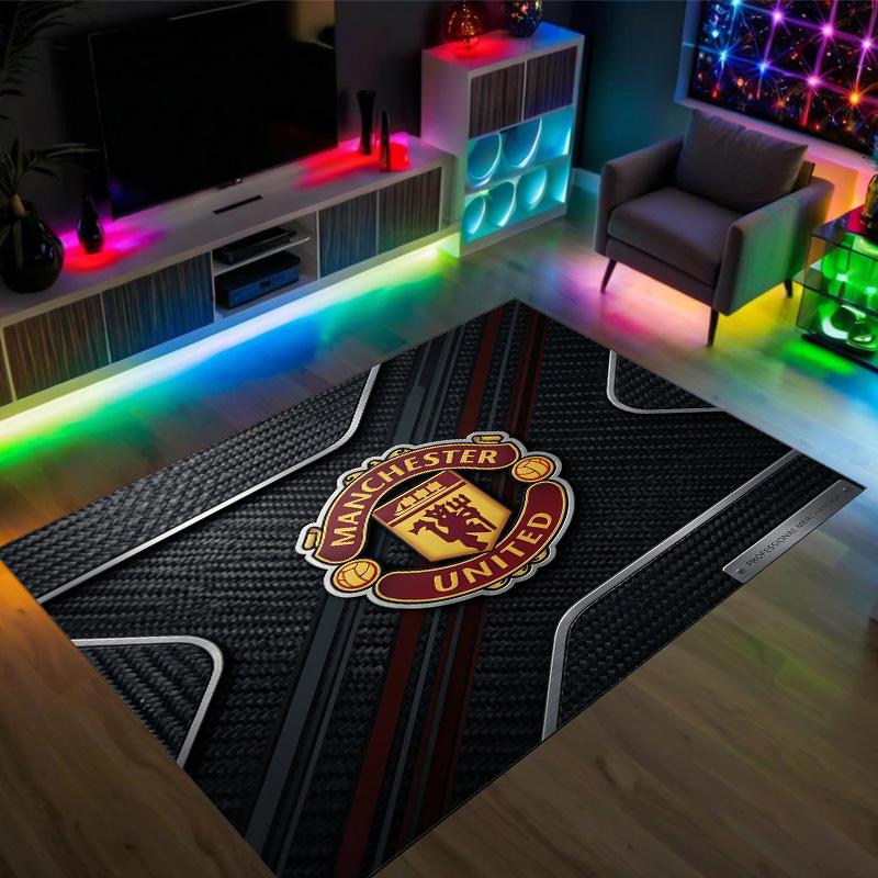 Manchester United Tasarım Kristal Kadife Halı Rahat Non?Yatak Odası Oturma Odası Girişi İçin Kaymaz Desenli Halı