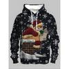 Unisex Santa Claus Deer Pattern Hoodie For Men Women Christmas Snow 3D Print Pullovers Casual Hoodies Top Long Sleeves Loose Sweatshirt