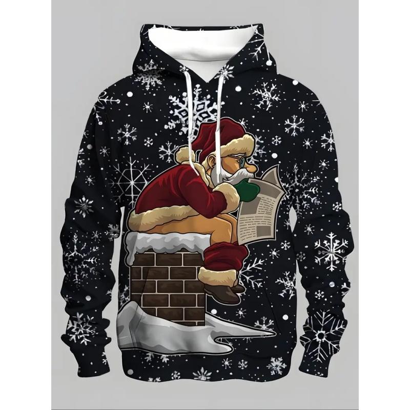 Unisex Santa Claus Deer Pattern Hoodie For Men Women Christmas Snow 3D Print Pullovers Casual Hoodies Top Long Sleeves Loose Sweatshirt