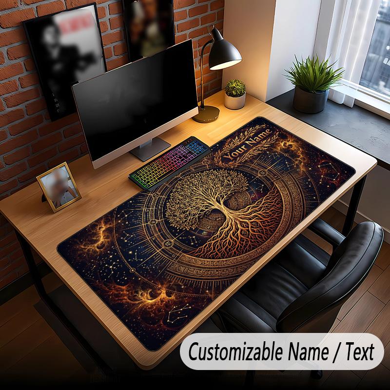 Tree of Life Theme Custom Mouse Pad Personalized With Name Text Customized Desk Mat For Office Home Decor