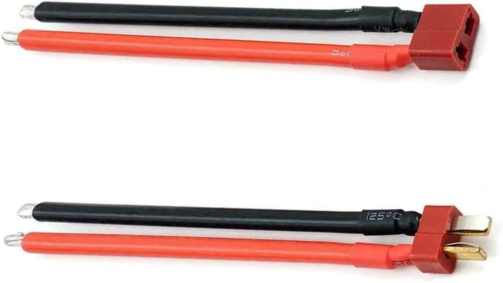 3-Pack 14AWG Deans Style T-Plug Battery Connector Cables | Male & Female Set | RC Battery Connection Wires | Red