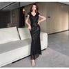 High-end temperament high-end banquet host bright lotus leaf fish tail dress fashion celebrity style evening dress women