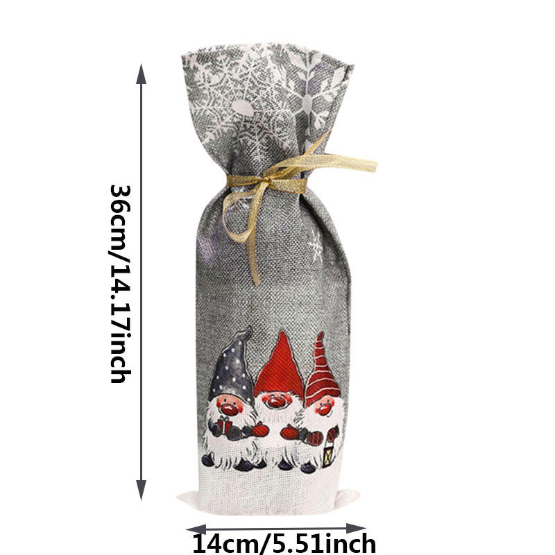 Creative Christmas Wine Bottle Bags Cute Santa Drawstring Wine Bottle Gift Cover Xmas Party Decor
