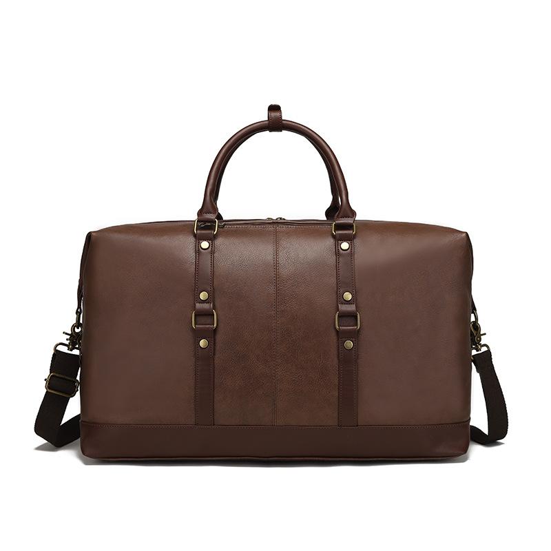 Wear-resistant PU Travel Bag Business Style Solid Color Outdoor Single Shoulder Luggage Storage Bag