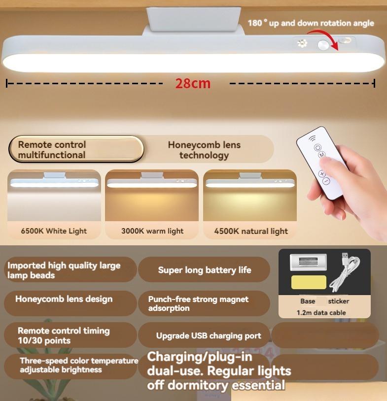 

Настільна світлова панель 3000K до 6000K з регульованою колірною температурою, світлодіодні яскраві акумуляторні магнітні світильники під стіл для читання, спальні, гуртожитку, полиці