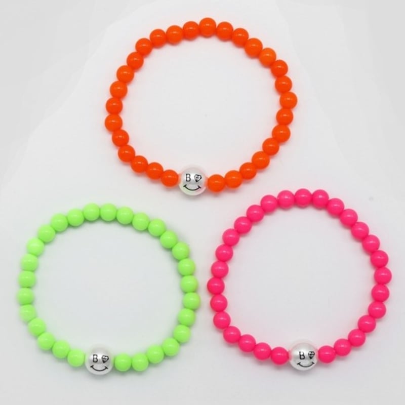 BONBEAU Pearl Smile Neon Ball Band Bracelet Pearl Smile Fluorescent Neon Acrylic Ball Bracelet