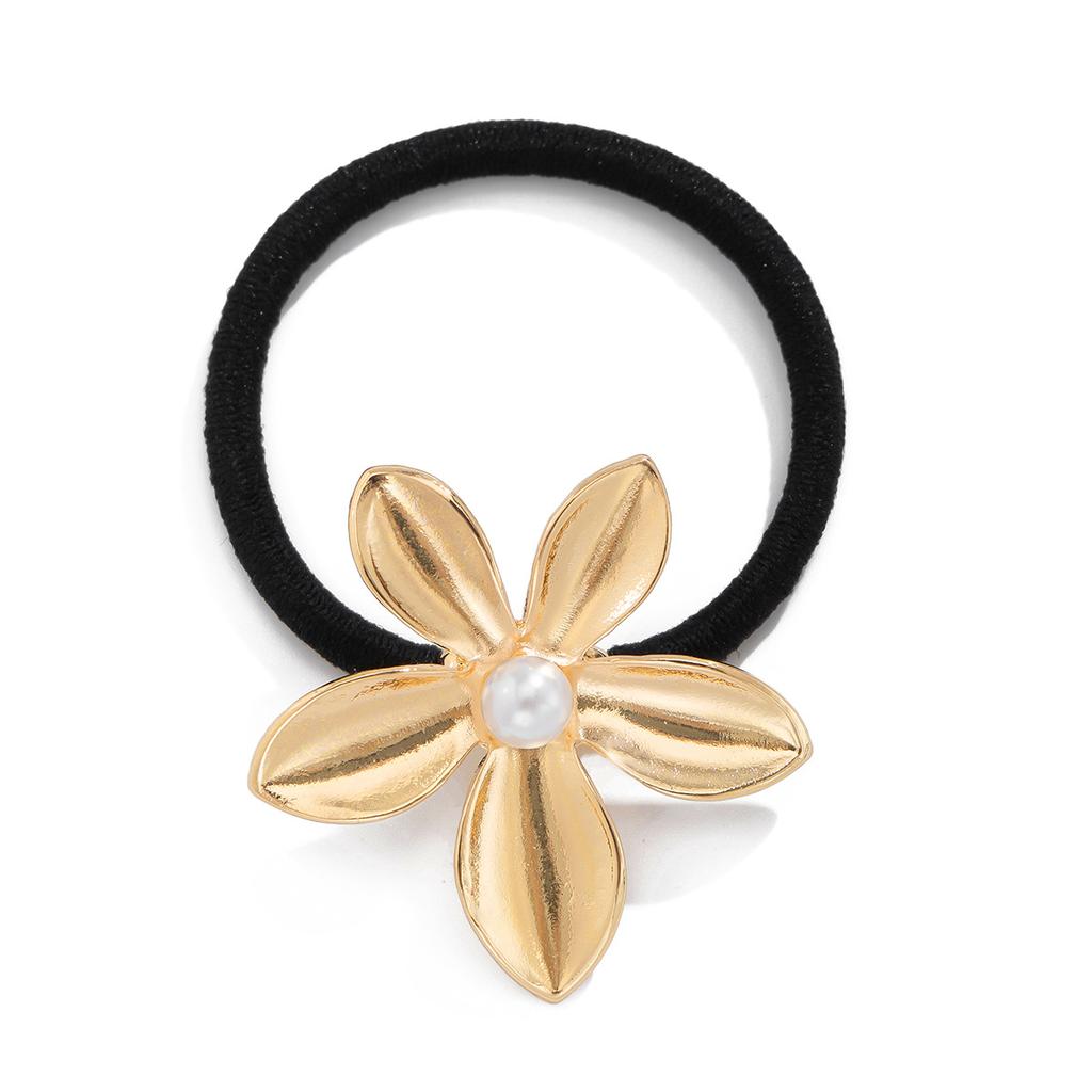 ins simple flower rubber band bow metal hair band, simple elastic hair rope head jewelry