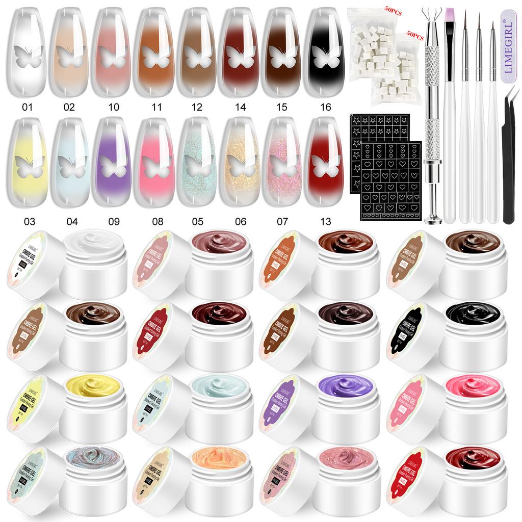 Nail Art Sponge Stamp Set Solid Color Potting Gel Gradient Blush Painting Polish DIY Tool