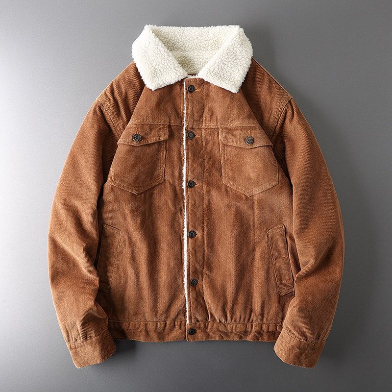 American Retro Corduroy Outwear Men's Winter Thick Lambskin Trendy Export Export Original Tail Single Men's Clothing Jacket