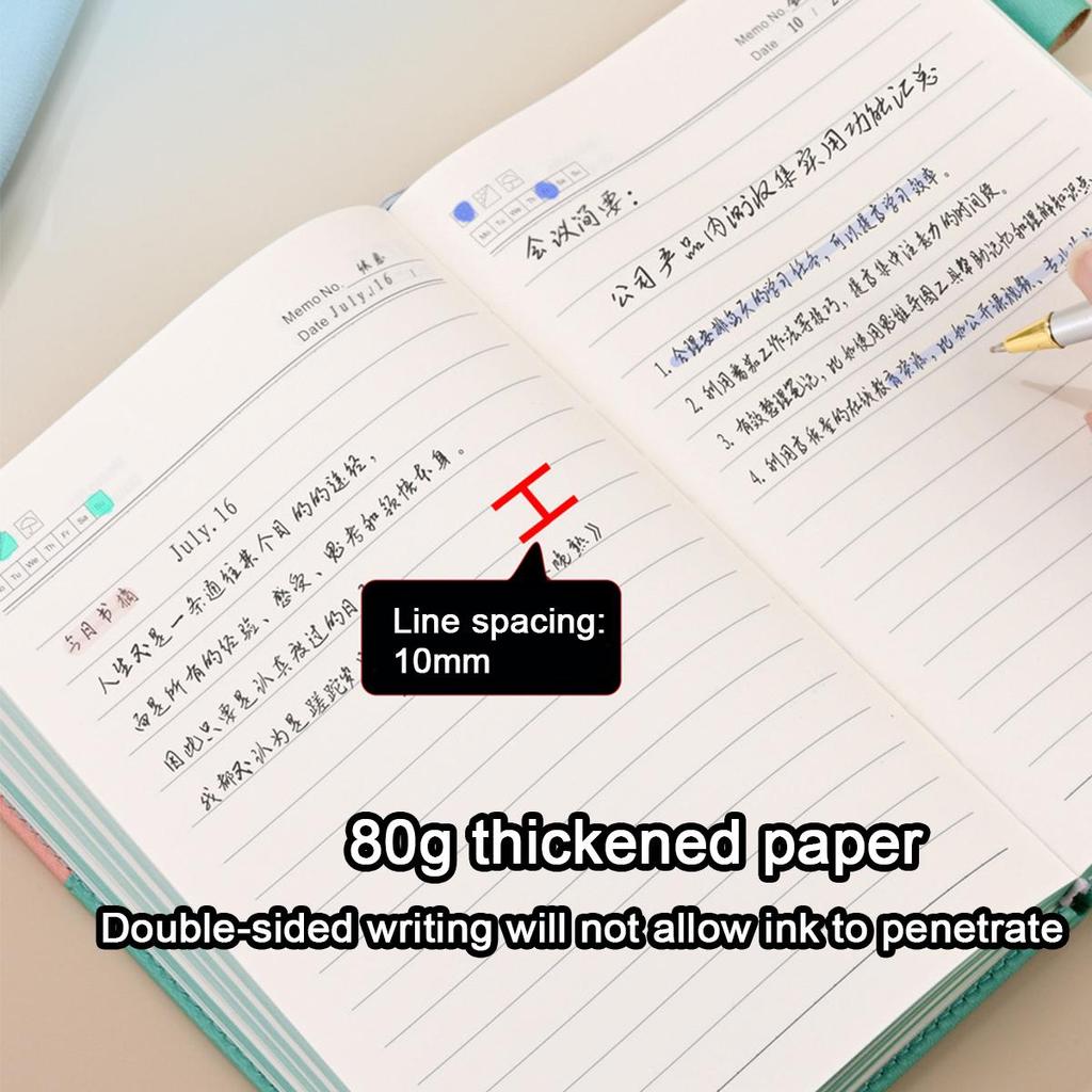 Notatnik biznesowy A5 ze skórzaną klamrą, dziennik spotkań roboczych, notatnik przedmiotowy ucznia, pogrubiony pamiętnik, liniowane strony, dziennik podróży