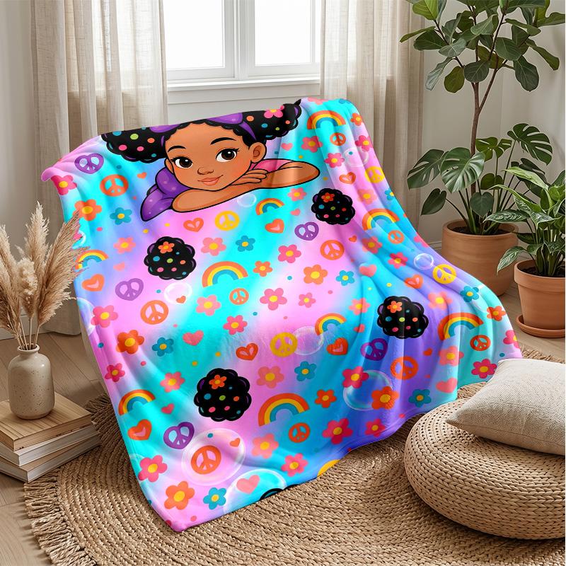 Music and Makeup Fantasy Theme Blanket Lightweight Warm Flannel Blanket Decorative Throw Blanket for Home Decoration