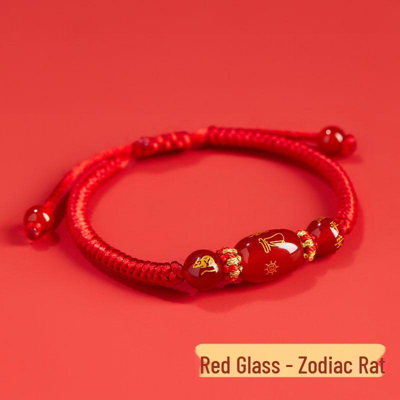 2026 Year of the Horse Zodiac Red Rope Bracelet - Women's/Men's Tai Sui Protective Charm for Horse, Rat, Ox, Rabbit Signs