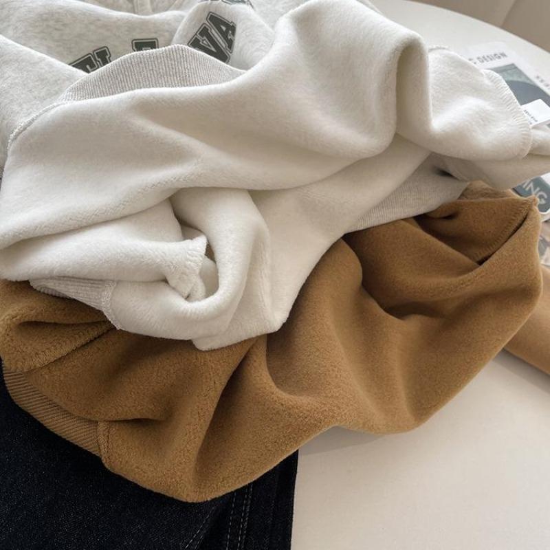 Women Long Sleeve Hooded V Neck Loose Pullovers Female Tops Solid Color Sweatshirts
