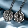 Dawapara Vegvisir Compass Necklace Double Sides Icelandic Strength Protection Amulet Stainless Steel Jewelry