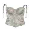 New Chinese Style Oil Painting Jacquard Shapewear Women Back Zipper Waist Slimming Daily Wear