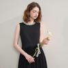 Xiyu Women's Elegant Pearl Collar Sleeveless A-Line Midi Dress