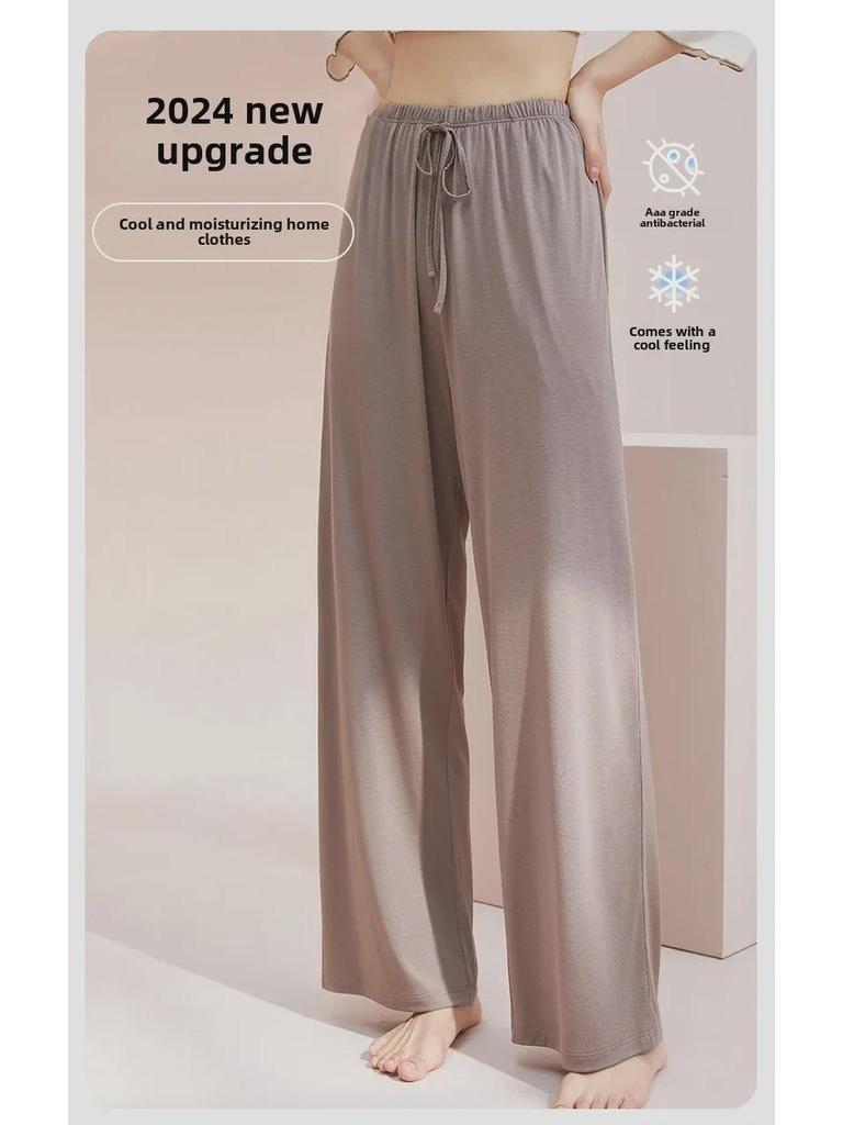 Women's Summer Modal Loose Wide-Leg Pajama Trousers - Breathable and Outdoor-Friendly Ice Silk Home Pants.