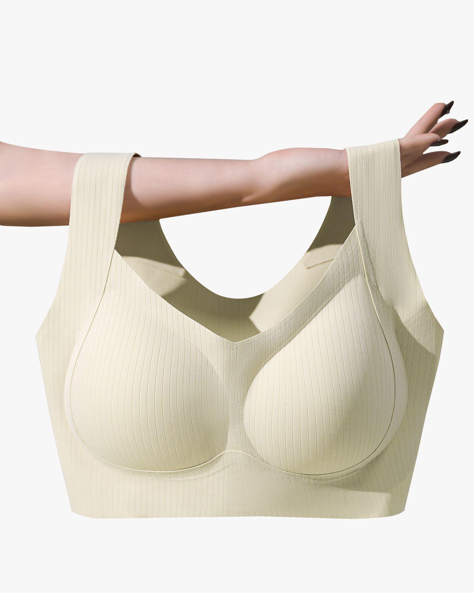 Seamless Wireless Anti-Gravity Bra for Women - Soft Support for Large Bust, Minimizes Appearance, Plus Size, No Shift. 3XL шампанского