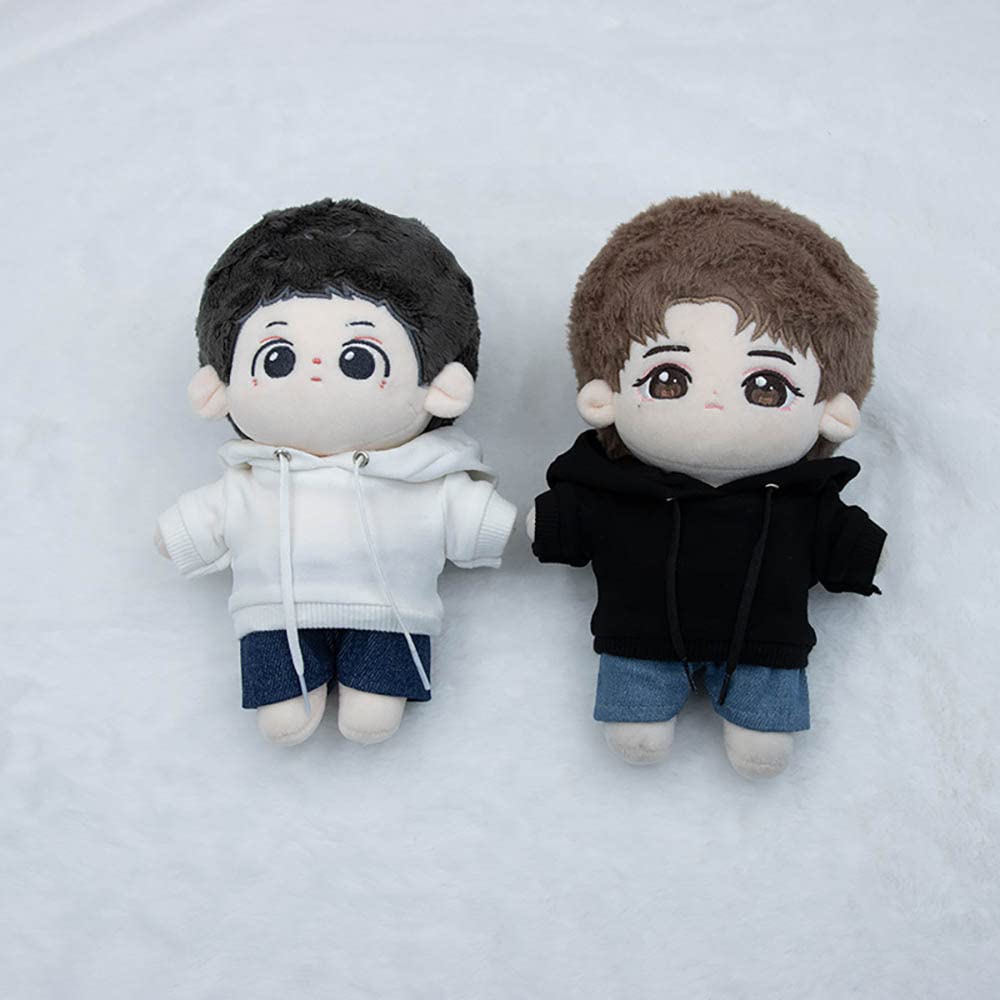 Niannyyhouse 10cm Plush Clothes Hoodie Jeans Cotton Doll Clothes Dress Up (White)