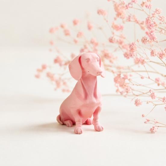 Dog Ornament, 3D Printed Movable Joint Dachshund Design Figure, Decorative Dog Sculpture for Home Office Decor Pet Lovers Collectors