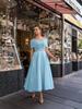 Europe, America Spring and Summer Foreign Trade New Women's Clothing Wish Amazon New Shoulder Sleeve Dress Solid Color Dress Cross-border