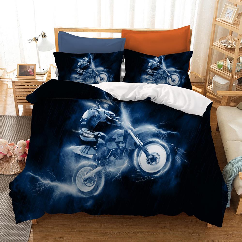 Printed Cool Motorcycle Bedding Set Mountain Bike Duvet Cover Set Pillowcases For Boy Super Soft Soft Comfortable Cover Bed RT85