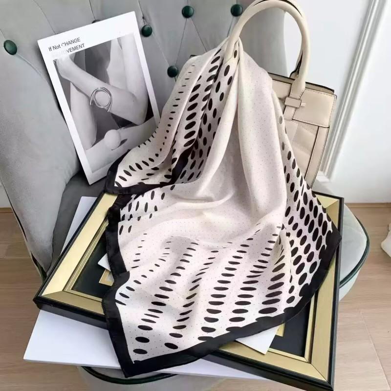 70x70cm Lightweight Cotton Silk Square Scarf With Boho Floral Print Breathable Neck Wrap Women