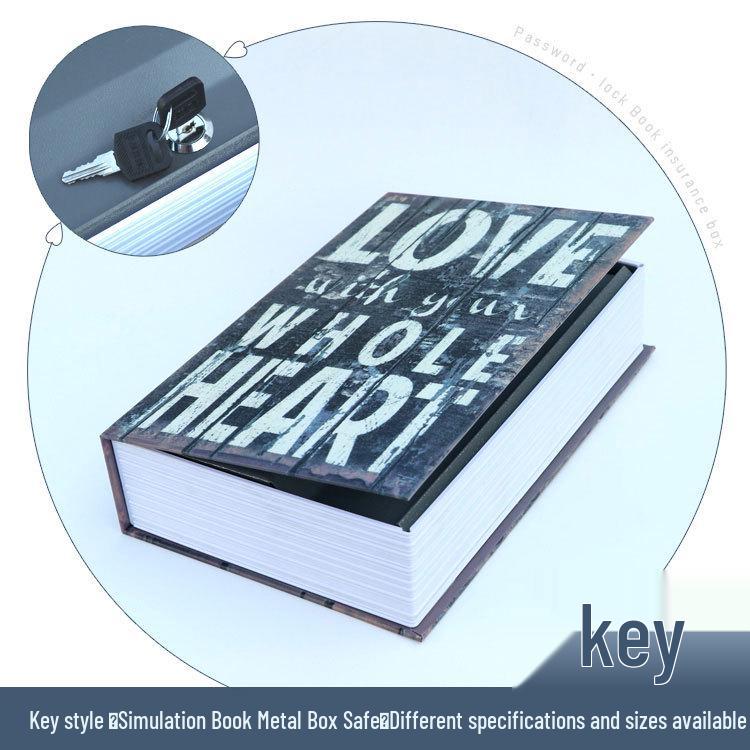 

Креативна скарбничка у вигляді книги з ключем та кодовим замком - Металевий сейф для зберігання грошей Small 180x115x55mm