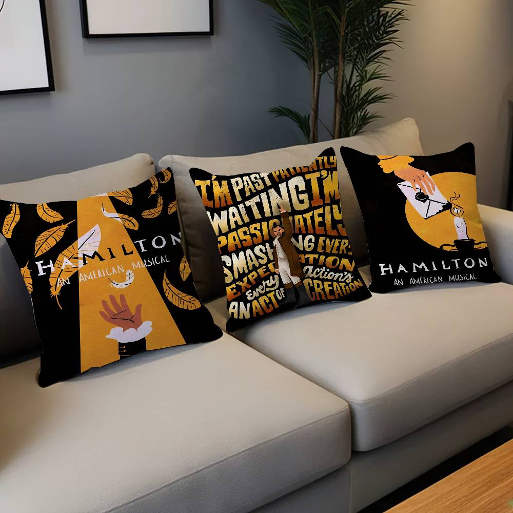 merican Musical Hamilton Pillow Case Cushion Cover Car Throw Pillow Case For Sofa Car Christmas Gift 40x40cm 45x45cm