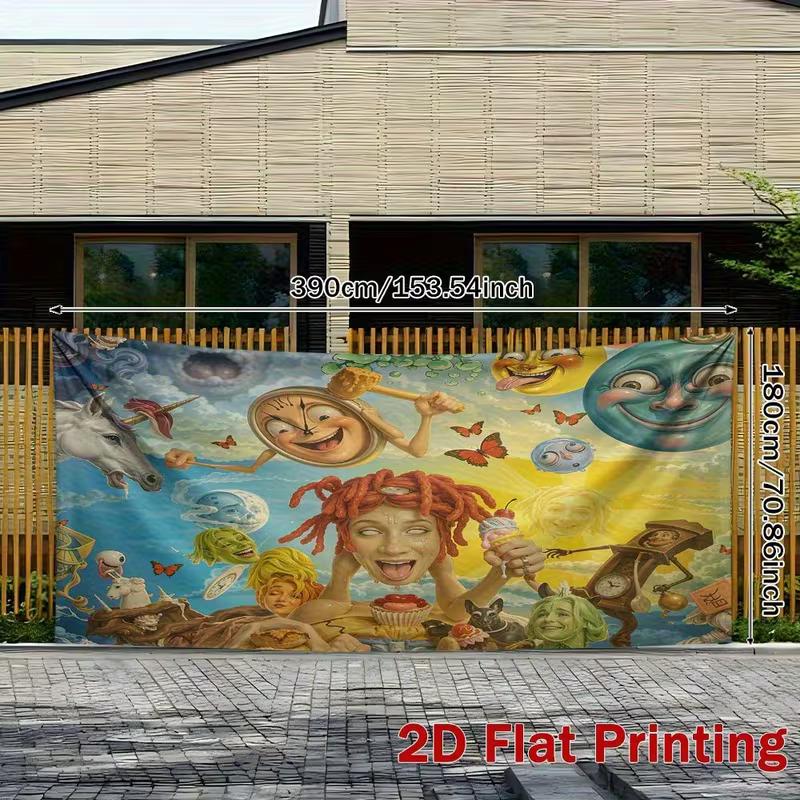2D Whimsical Surrealist Dreamscape Backdrop Cloth for Party & Photoshoot