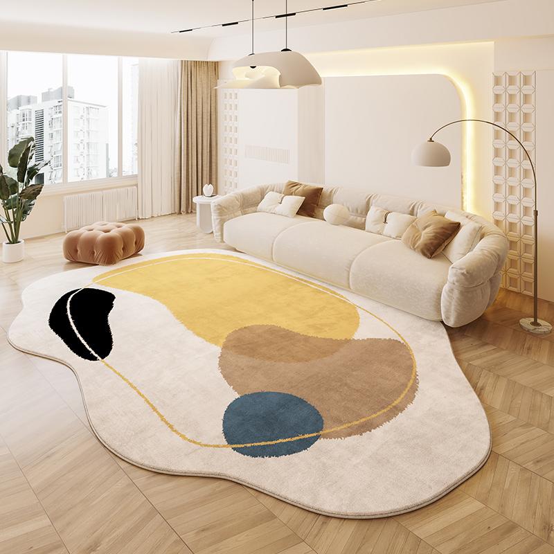 Cream Style Carpets for Living Room Irregular Shape Plush Bedroom Decor Carpet Fluffy Soft Bedside Rug Thick Washable Floor Mat