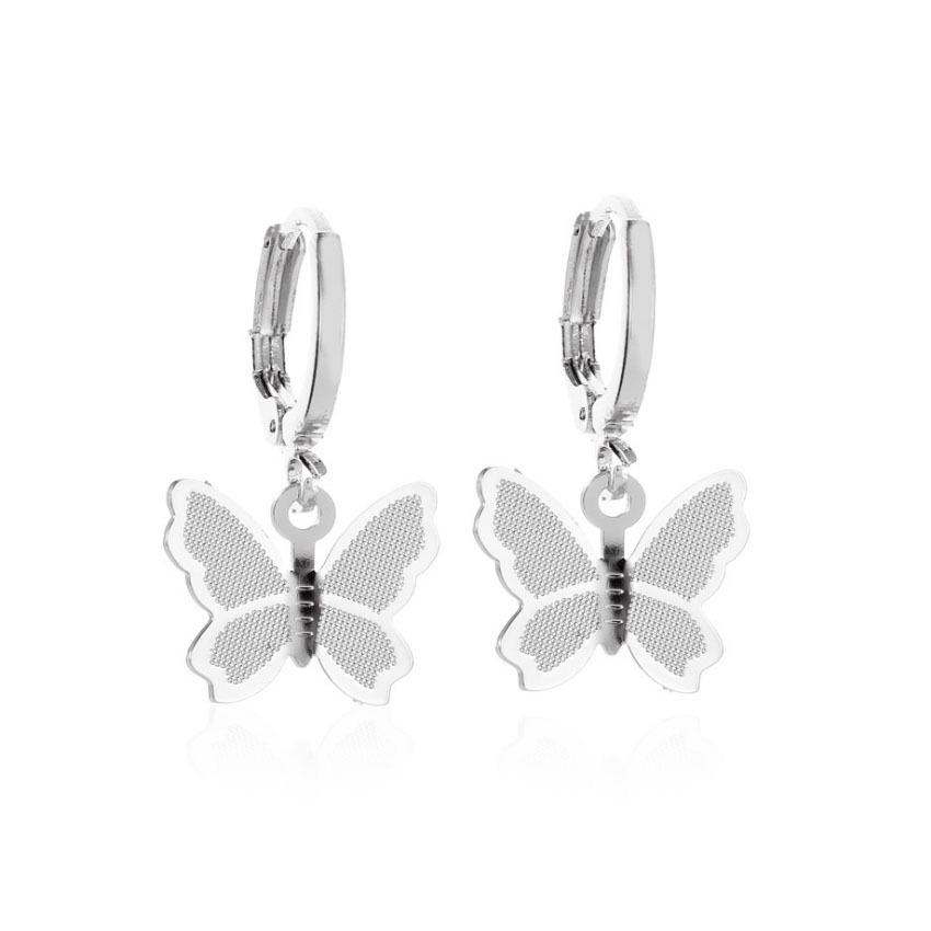 Korean Style Frosted Butterfly Dangle Ear Cuffs - Versatile and Simple Women's Fashion Earrings