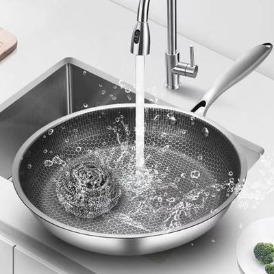 316 Stainless Steel Frying Pan Wok Non-Stick Cooking Honeycomb Steak Gas Stove Pot Induction General Saucepan Kitchen Cookware