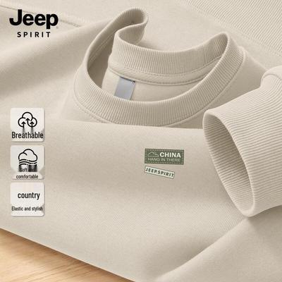 JEEP SPIRIT Men's 2026 Spring Autumn Loose Fit Round Neck Sweatshirt